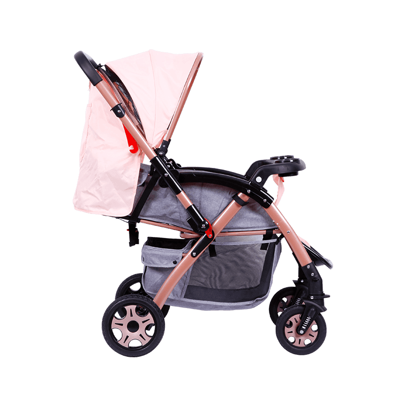 Carrinho de bebê sentado e reclinável T200 com duas dobras e bandeja de armazenamento