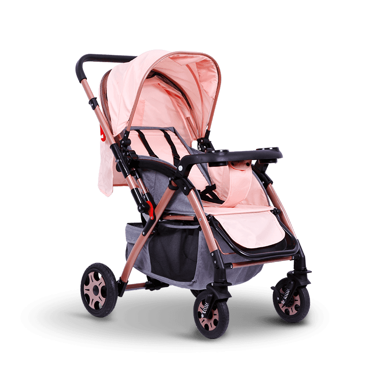 Carrinho de bebê sentado e reclinável T200 com duas dobras e bandeja de armazenamento