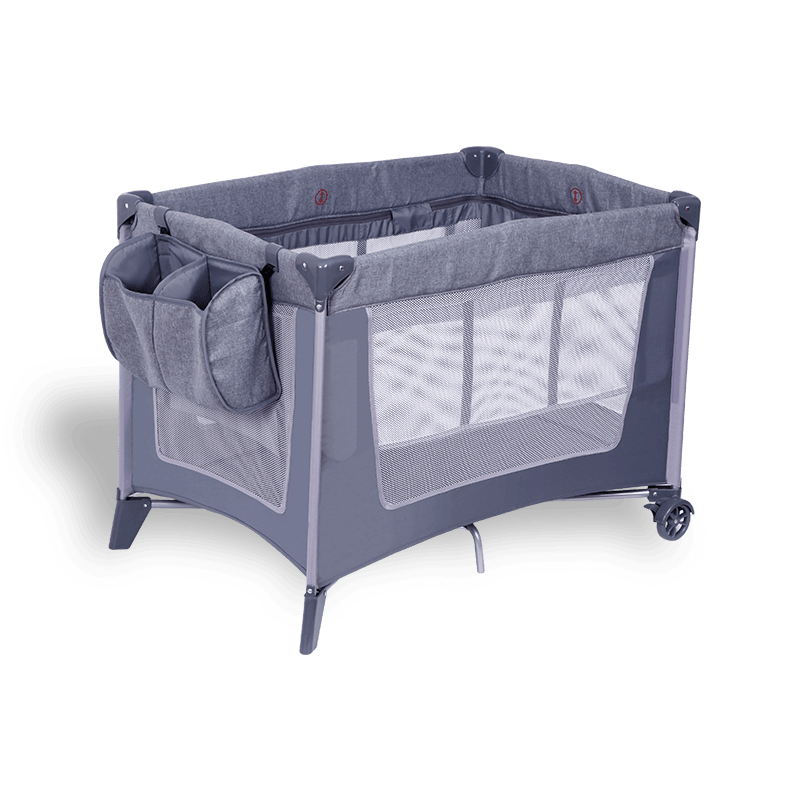 Cama de bebê H63-2F8 segunda camada com cesta de armazenamento e rodas