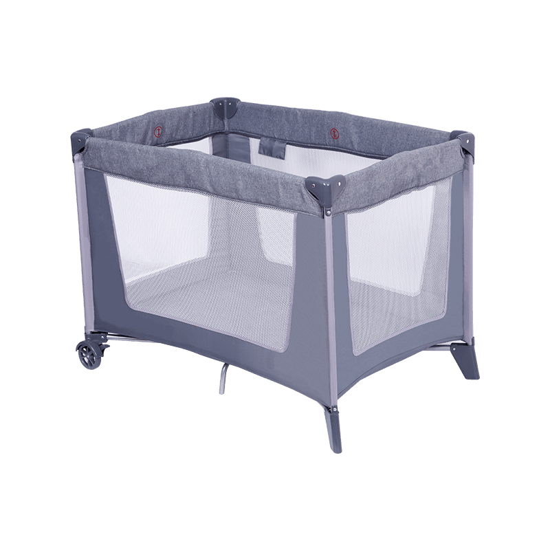 Cama de bebê H63-2F8 segunda camada com cesta de armazenamento e rodas